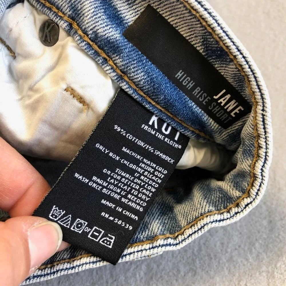 Kut From The Kloth Jane High Rise Shorts Womens 4 Blue Denim Cutoff Distressed